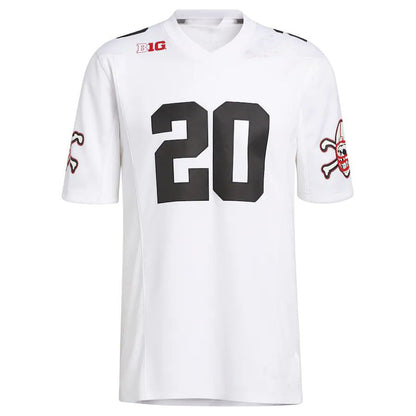 #20 N.Huskers Premier Strategy Football Jersey White Stitched American College Jerseys - Main View