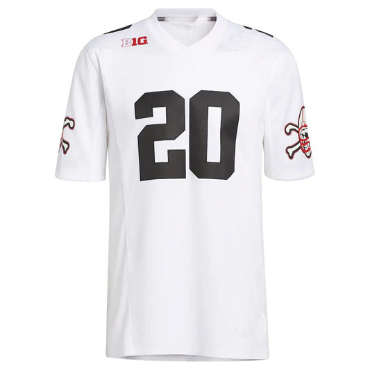 #20 N.Huskers Premier Strategy Football Jersey White Stitched American College Jerseys - Main View
