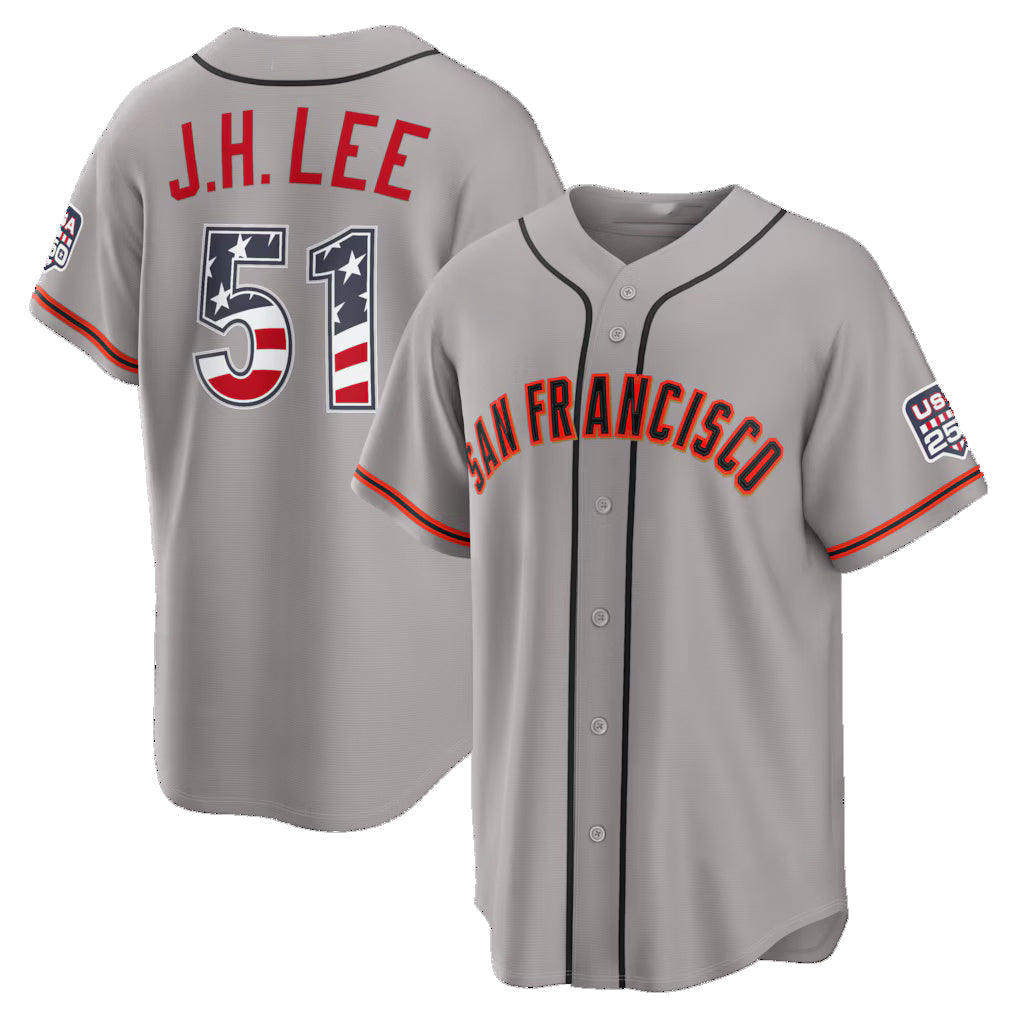 San Francisco Giants #51 Jung Hoo Lee USA 250 Fourth of July Road Stadium Jersey - Gray Tailgate Goods - Main View