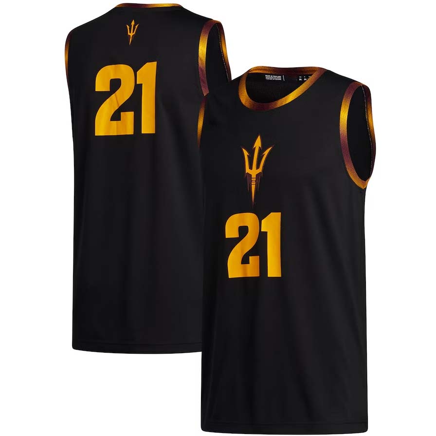 #21 A.State Sun Devils Swingman Jersey - Black Stitched American College Jerseys - Main View