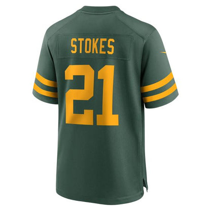 GB.Packers #21 Eric Stokes 50s Green Classic Game Stitched American Football Jerseys - Main View