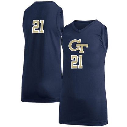 #21 GATech Yellow Jackets Game Jersey  Basketball Jersey Navy Stitched American College Jerseys - Main View
