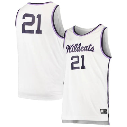 #21 K.State Wildcats Replica Basketball Jersey White Stitched American College Jerseys - Main View