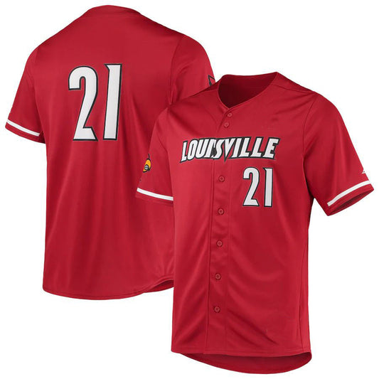 #21 L.Cardinals Button-Up Baseball Jersey Red Stitched American College Jerseys - Main View
