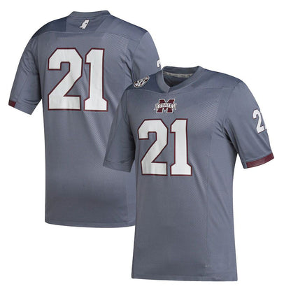 #21 M.State Bulldogs Premier Strategy Jersey  Gray Football Jersey Stitched American College Jerseys - Main View