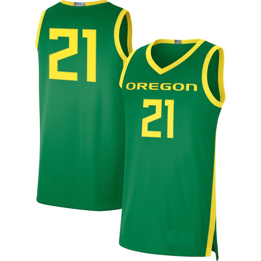 #21 O.Ducks Limited Basketball Jersey Green Stitched American College Jerseys - Main View