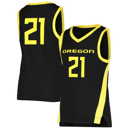 #21 O.Ducks Team Replica Basketball Jersey Black Stitched American College Jerseys - Main View