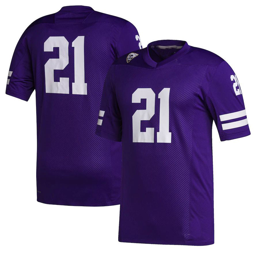 #21 W.Huskies Premier Strategy Jersey Purple Stitched American College Jerseys - Main View