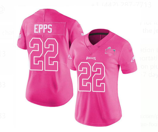 Custom P.Eagles  #22 Marcus Epps Pink Patch Stitched American Football Jerseys - Main View
