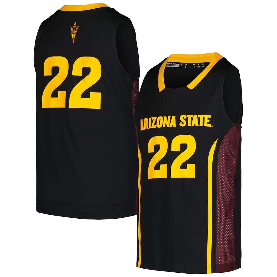 #22 A.State Sun Devils Swingman Jersey - Black Stitched American College Jerseys - Main View
