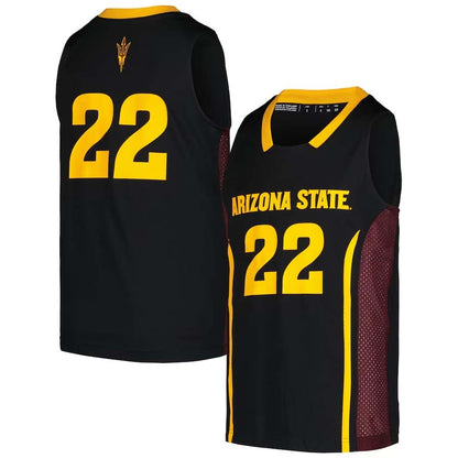 #22 A.State Sun Devils Swingman Jersey - Black Stitched American College Jerseys - Main View