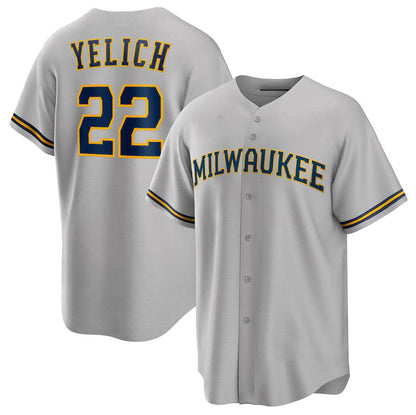 Milwaukee Brewers #22 Christian Yelich Gray Alternate Replica Player Jersey Baseball Jerseys - Main View