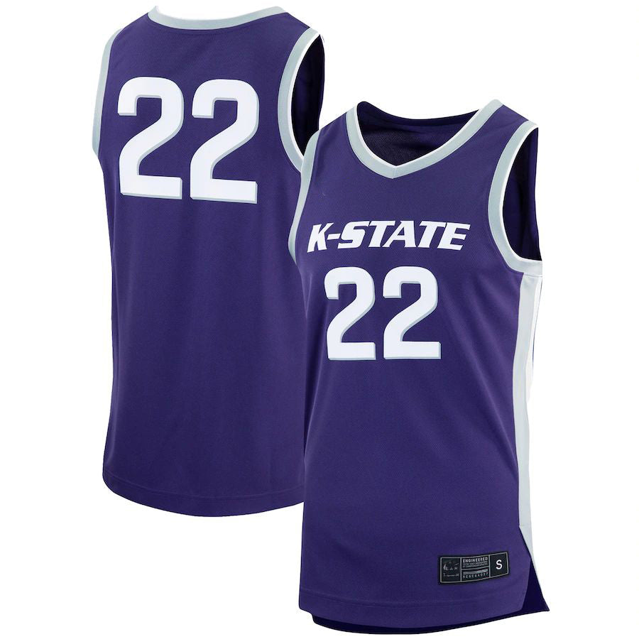 #22 K.State Wildcats Replica Basketball Jersey  Purple Stitched American College Jerseys - Main View