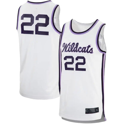 #22 K.State Wildcats Retro Replica Basketball Jersey White Stitched American College Jerseys - Main View