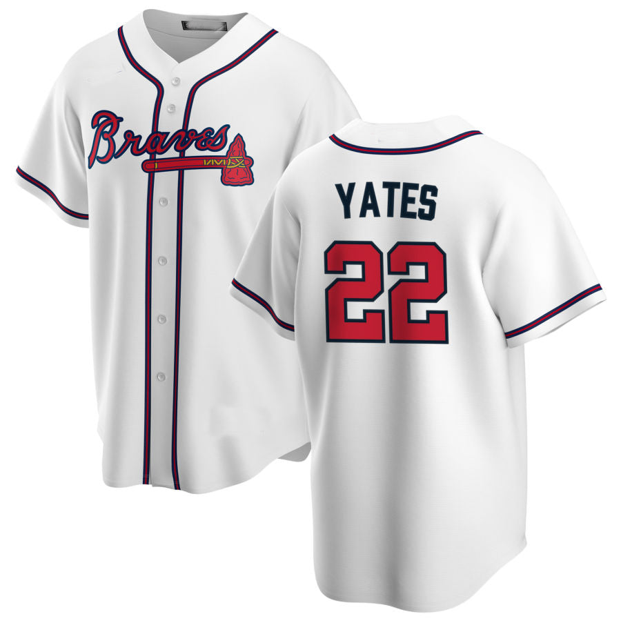 Atlanta Braves #22 Kirby Yates White Alternate Authentic Player Jersey Stitches Baseball Jerseys - Main View