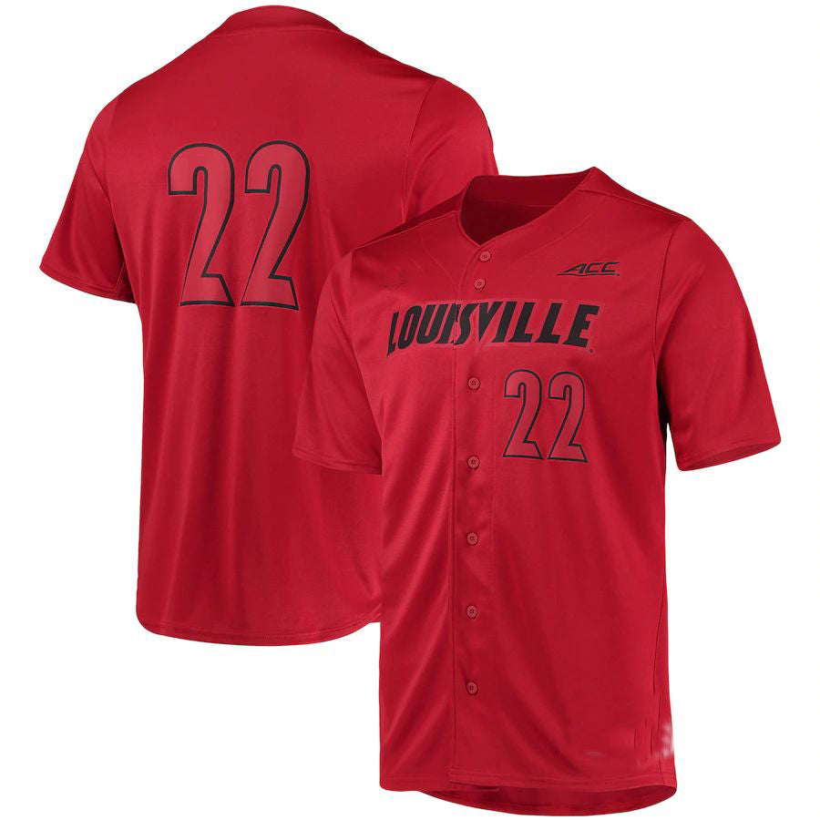 #22 L.Cardinals Button-Up Baseball Jersey Red Stitched American College Jerseys - Main View