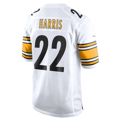 P.Steelers #22 Najee Harris Replica Away White Stitched American Football Jerseys - Main View