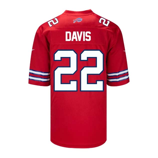 B.Bills #22 Ray Davis Game Jersey - Red Football Jerseys - Main View