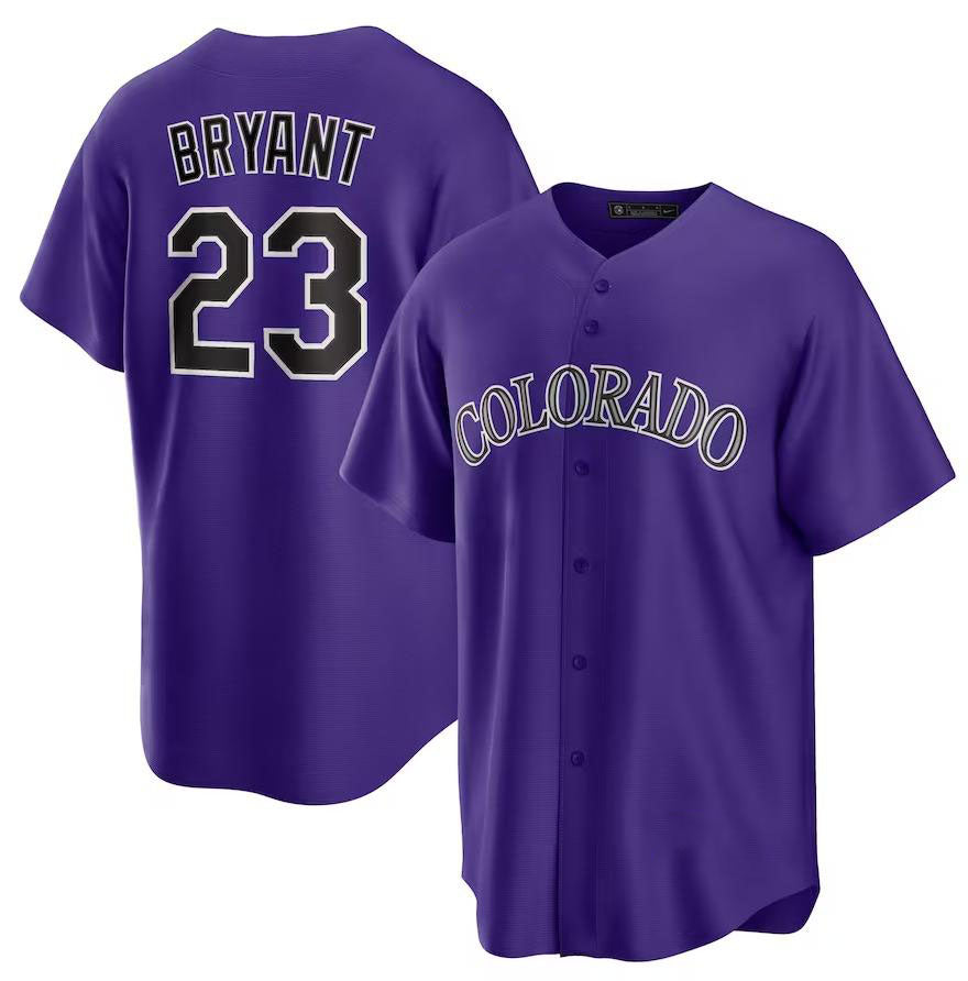 Colorado Rockies #23 Kris Bryant Purple Home Replica Player Name Jersey Baseball Jerseys - Main View