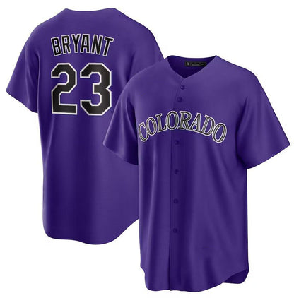 Colorado Rockies #23 Kris Bryant Purple Home Replica Player Name Jersey Baseball Jerseys - Main View
