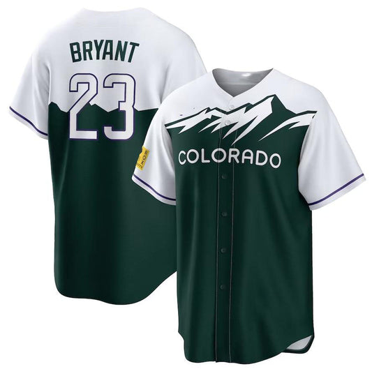 Colorado Rockies #23 Kris Bryant White Forest Green Home Replica Player Name Jersey Baseball Jerseys - Main View