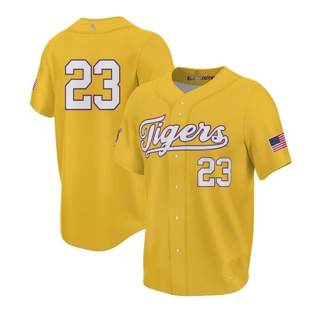 #23 L.Tigers ProSphere Unisex 2023 Baseball College World Series Champions Jersey - Gold Stitched American College Jerseys - Main View