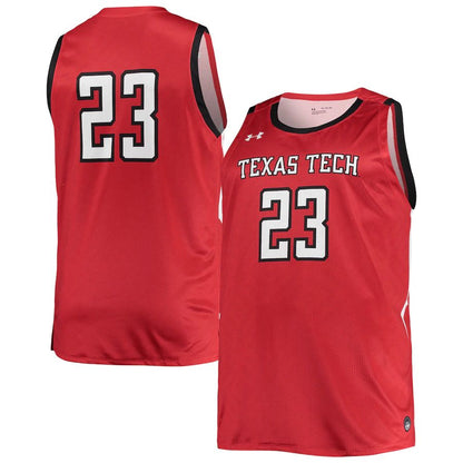#23 T.Tech Red Raiders Under Armour Replica Basketball Jersey Red Stitched American College Jerseys - Main View