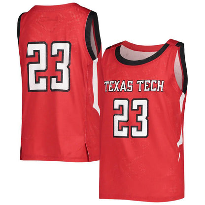 #23 T.Tech Red Raiders Under Armour Men Women Youth Replica Basketball Jersey Red Stitched American College Jerseys - Main View