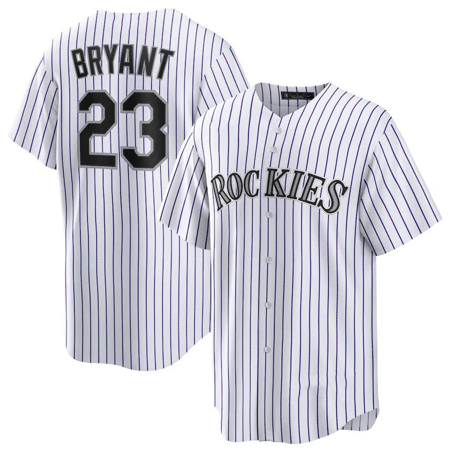 Colorado Rockies #23 Kris Bryant White Home Replica Player Name Jersey Baseball Jerseys - Main View