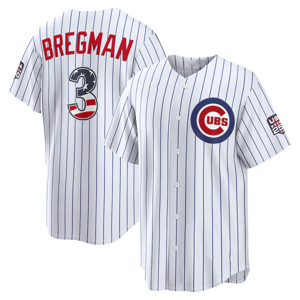 Chicago Cubs #3 Alex Bregman USA 250 Fourth of July Home Stadium Jersey - White Tailgate Goods - Main View