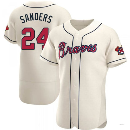 Atlanta Braves #24 Deion Sanders Cream Alternate Jersey Stitches Baseball Jerseys - Main View