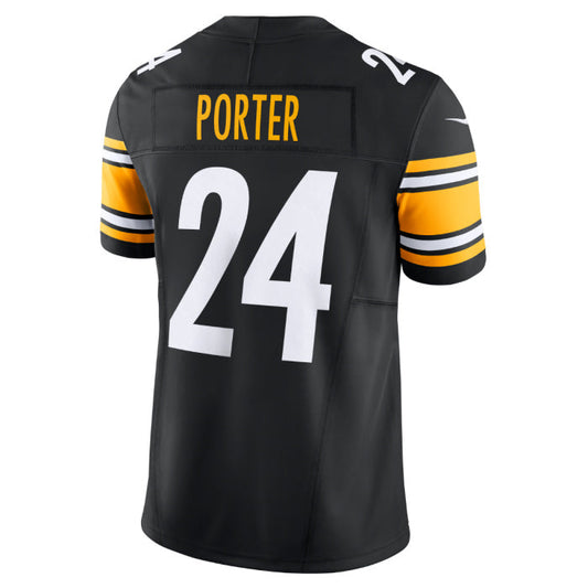 P.Steelers #24 Joey Porter Jr. Vapor F.U.S.E. Limited Home Black Stitched American Football Jerseys - Main View