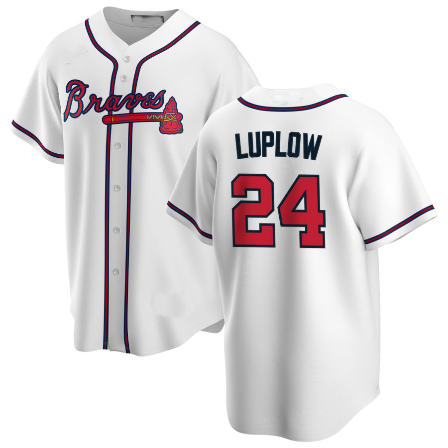 Atlanta Braves #24 Jordan Luplow White Alternate Authentic Player Jersey Stitches Baseball Jerseys - Main View