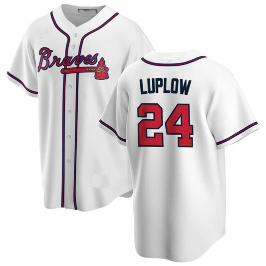 Atlanta Braves #24 Jordan Luplow White Alternate Authentic Player Jersey Stitches Baseball Jerseys - Main View