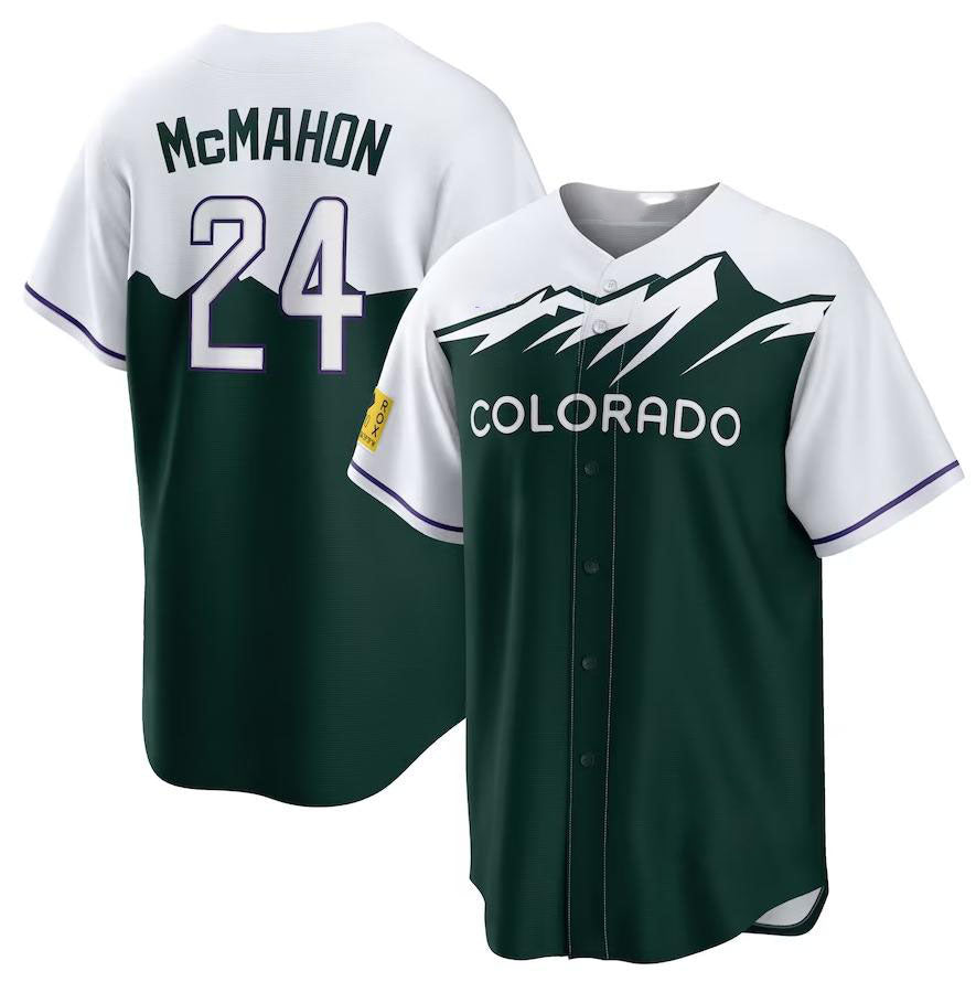 Colorado Rockies #24 Ryan McMahon White Forest Green Home Replica Player Name Jersey Baseball Jerseys - Main View