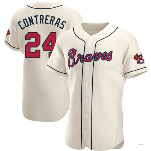Atlanta Braves #24 William Contreras Cream Alternate Jersey Stitches Baseball Jerseys - Main View