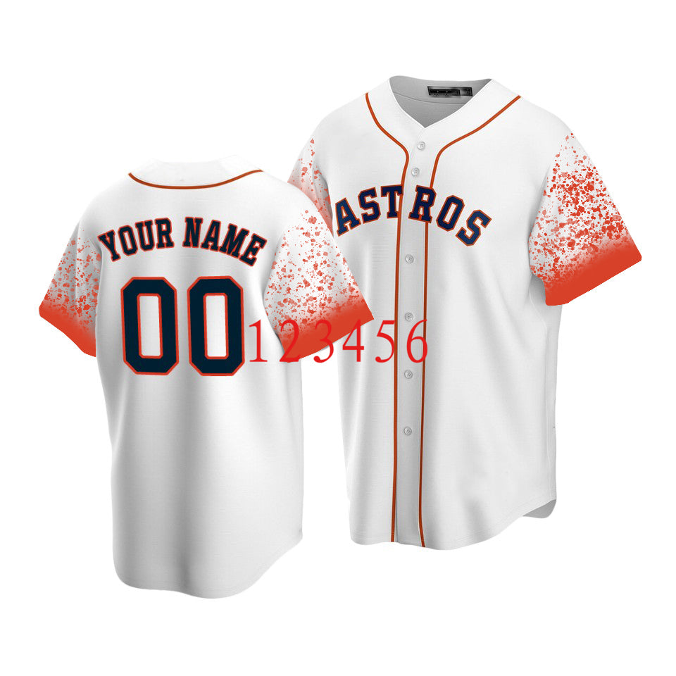 Custom Houston Astros Baseball White New Jerseys Stitched Letter And Numbers - Main View