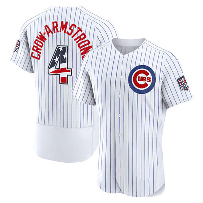Chicago Cubs #4 Pete Crow-Armstrong USA 250 Fourth of July Home Authentic Jersey - White Tailgate Goods - Main View