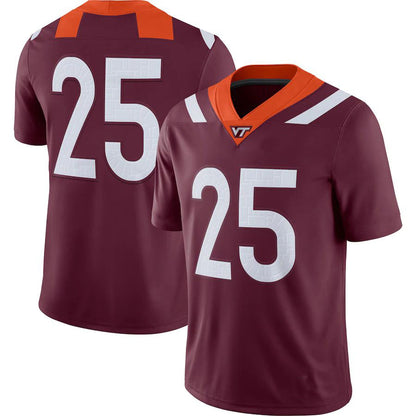 #25 V.Tech Hokies Game Player Jersey Maroon Stitched American College Jerseys - Main View