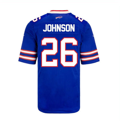 B.Bills #26 Ty Johnson Game Jersey - Royal Stitched American Football Jerseys - Main View