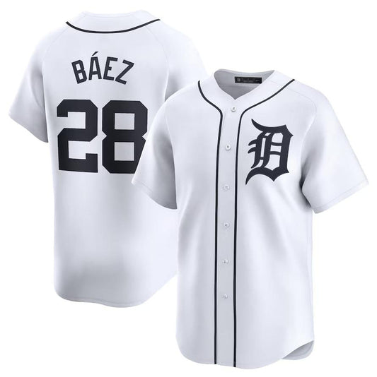 Detroit Tigers #28 Javier Baez White Home Replica Player Name Jersey Baseball Jerseys - Main View