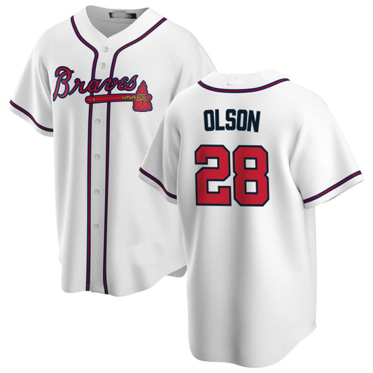 Atlanta Braves #28 Matt Olson White Alternate Authentic Player Jersey Stitches Baseball Jerseys - Main View