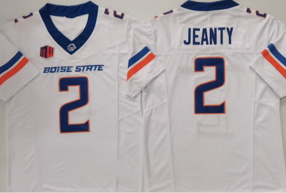B.State Broncos #2 Ashton Jeanty Boise State Broncos White Jersey -Stitched American College Jerseys - Main View