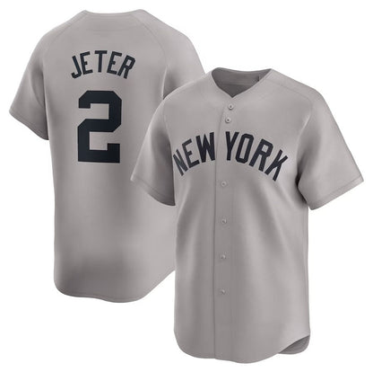 New York Yankees #2 Derek Jeter Away Limited Player Jersey - Gray Stitches Baseball Jerseys - Main View