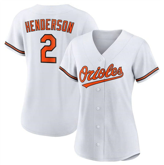 Baltimore Orioles #2 Gunnar Henderson White Authentic Player Jersey Baseball Jerseys - Main View