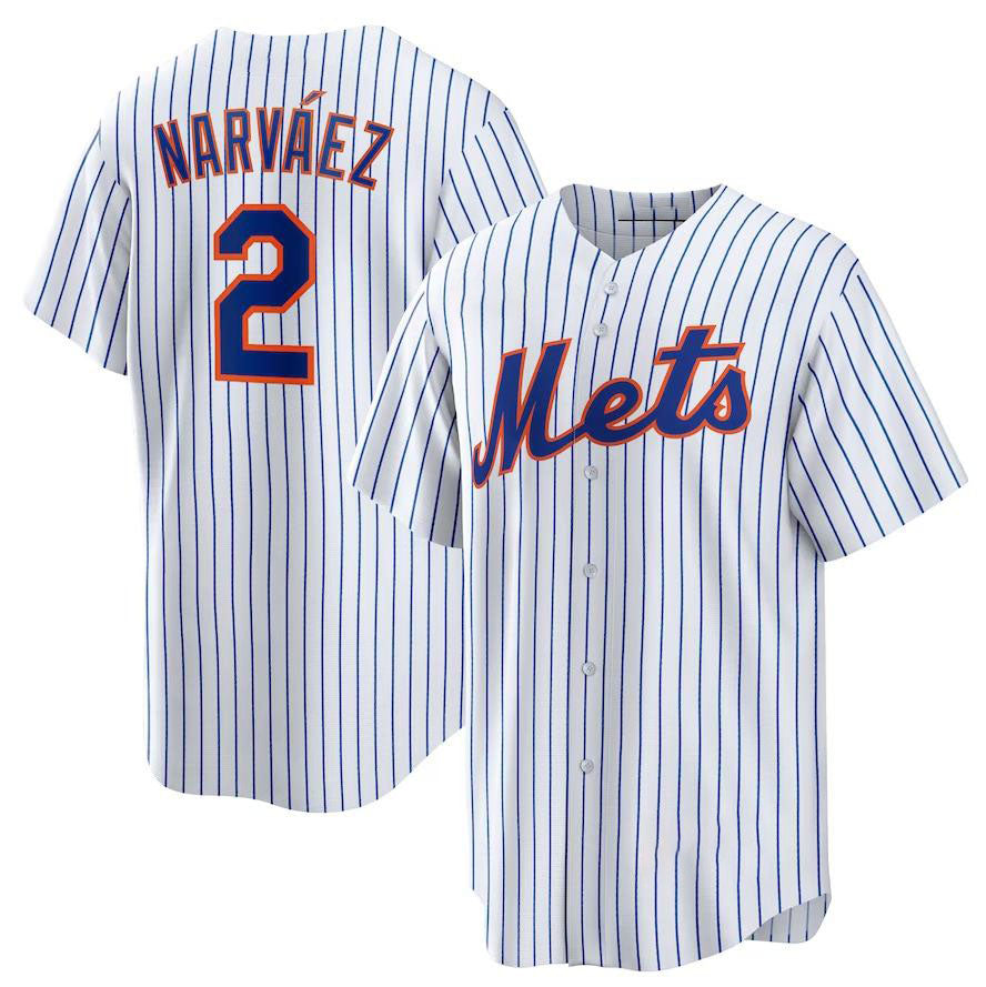New York Mets #2 Omar Narváez White Home Replica Player Jersey Baseball Jerseys - Main View
