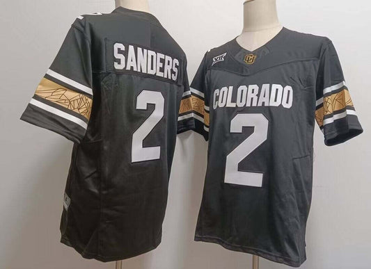 C.Buffaloes #2 Shedeur Sanders Black With XII Patch FUSE Vapor Stitched American College Jerseys - Main View
