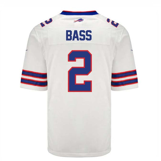 B.Bills #2 Tyler Bass Game Jersey - White Football Jerseys - Main View
