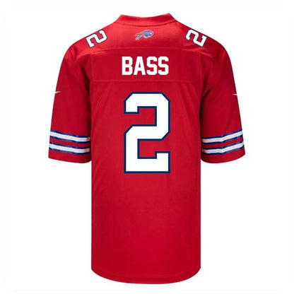 B.Bills #2 Tyler Bass Game Jersey - Red Football Jerseys - Main View