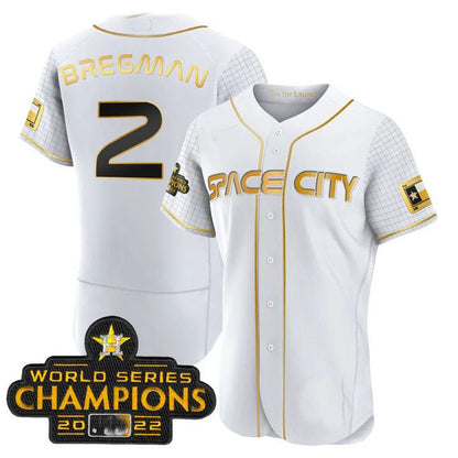 #2 Alex Bregman Houston Astros WHITE 2023 SPACE CITY CHAMPIONS FLEX JERSEY - ALL STITCHED Baseball Jerseys